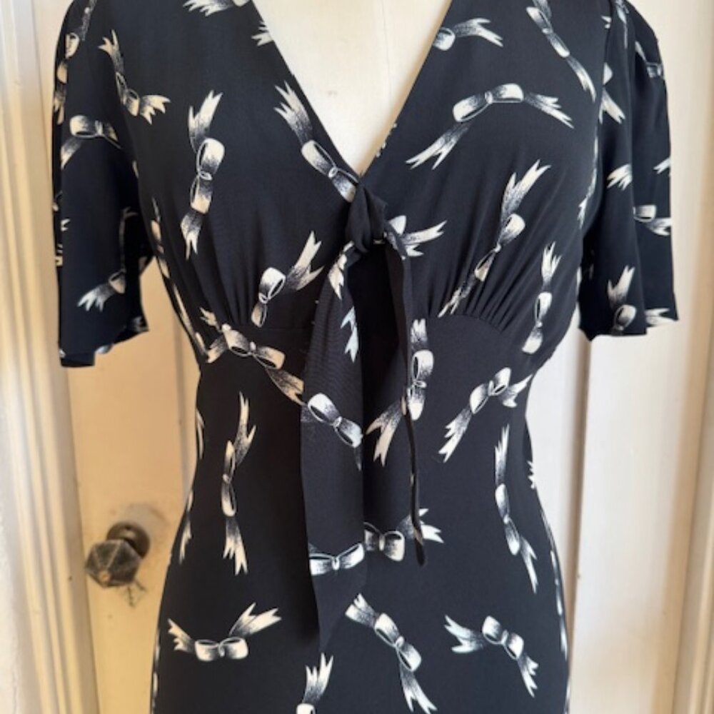 Vintage Betsey Johnson 90'S Does 40's Bias Cut Ribbon Bow Maxi Dress Large - Picture 10 of 14